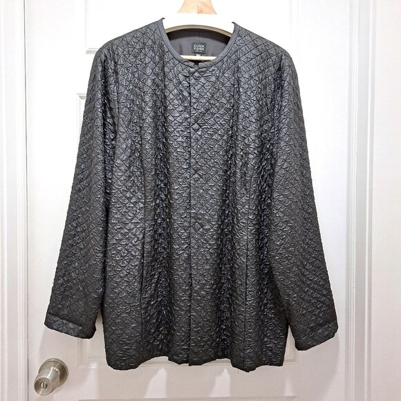 Eileen Fisher Jackets & Blazers - Eileen Fisher Silk Textured Long Sleeve Jacket Magnetic Closure Size 1X